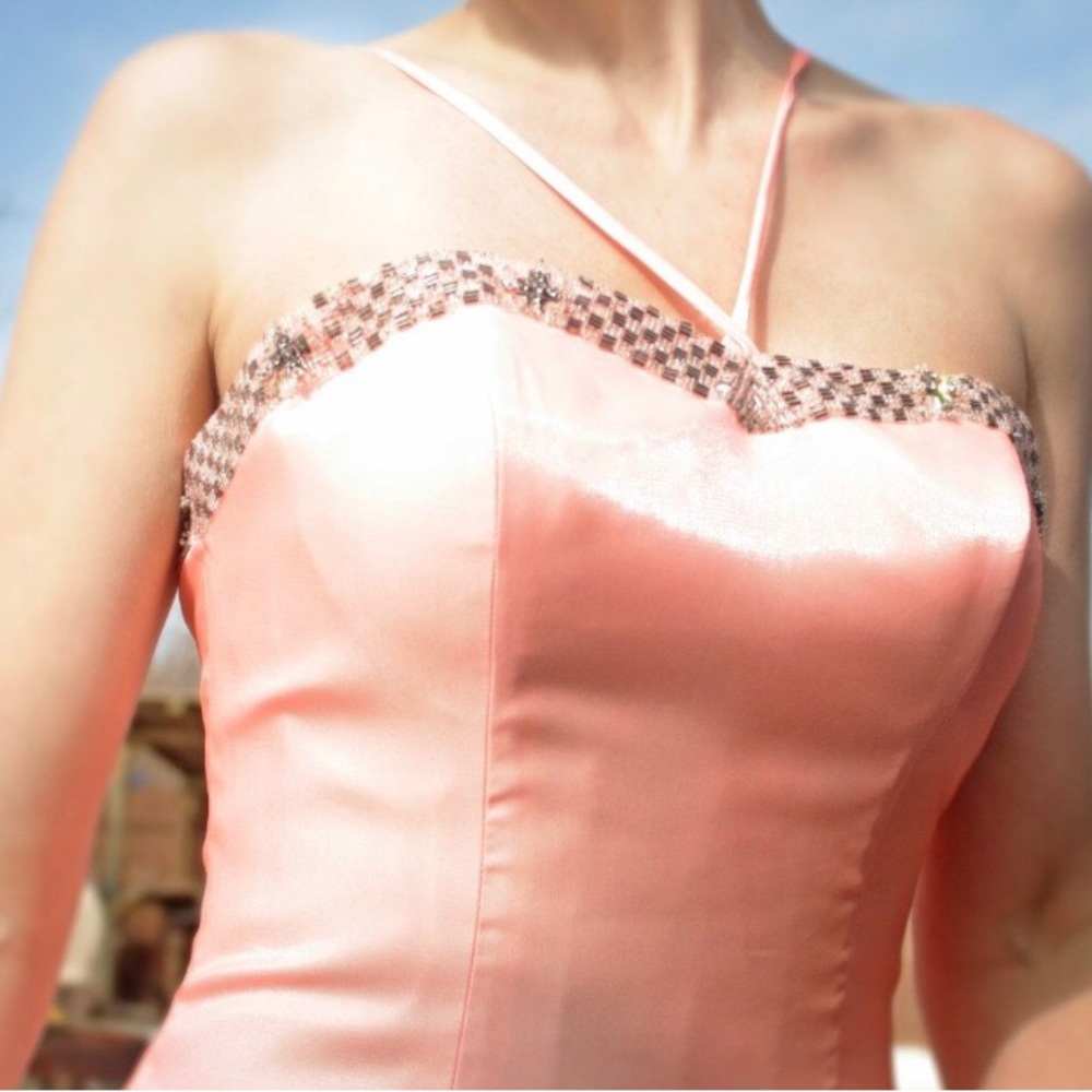 Size 2 coral pink corset back dress - Picture 2 of 6